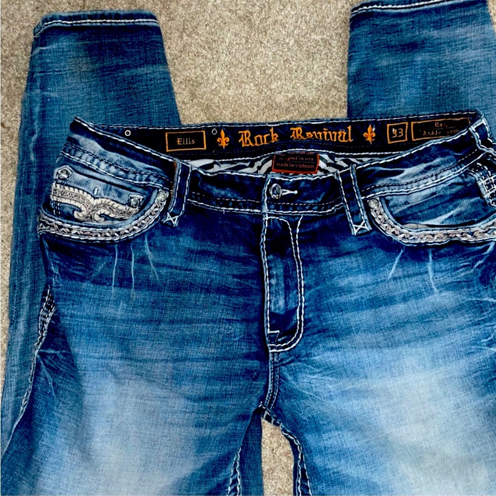Rock Revival designer jeans ,womens sz 33. Eilis Easy Ankle Skinny Stretch Jean